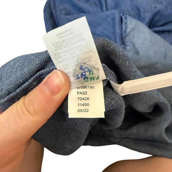 NWT LOFT Chambray Denim Shirt Dress Button Front Tiered Ruffle Hem Size S - Picture 11 of 12